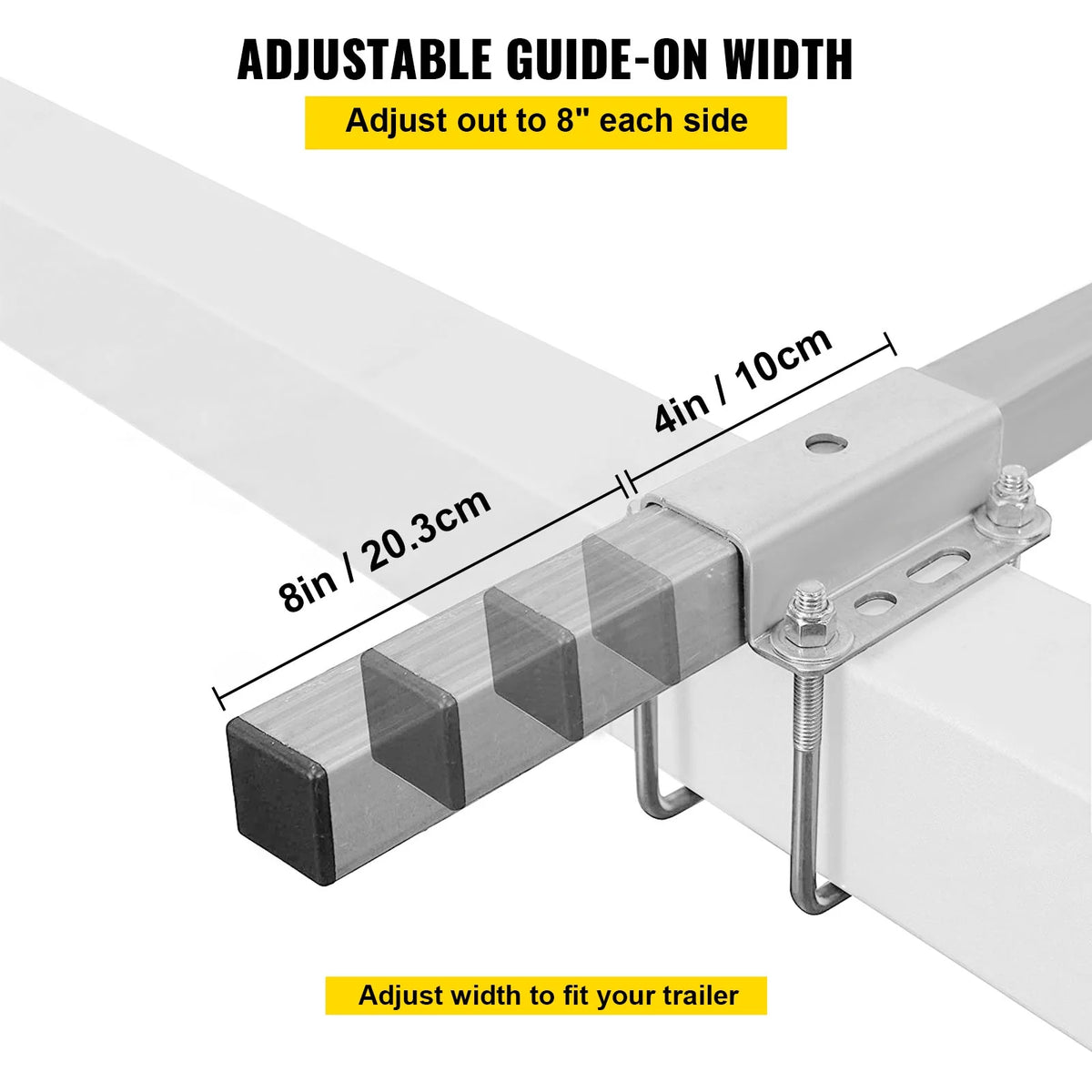 Galvanized Steel Boat Trailer Guide with Rubber Rollers, 15.6", One Pair I378434
