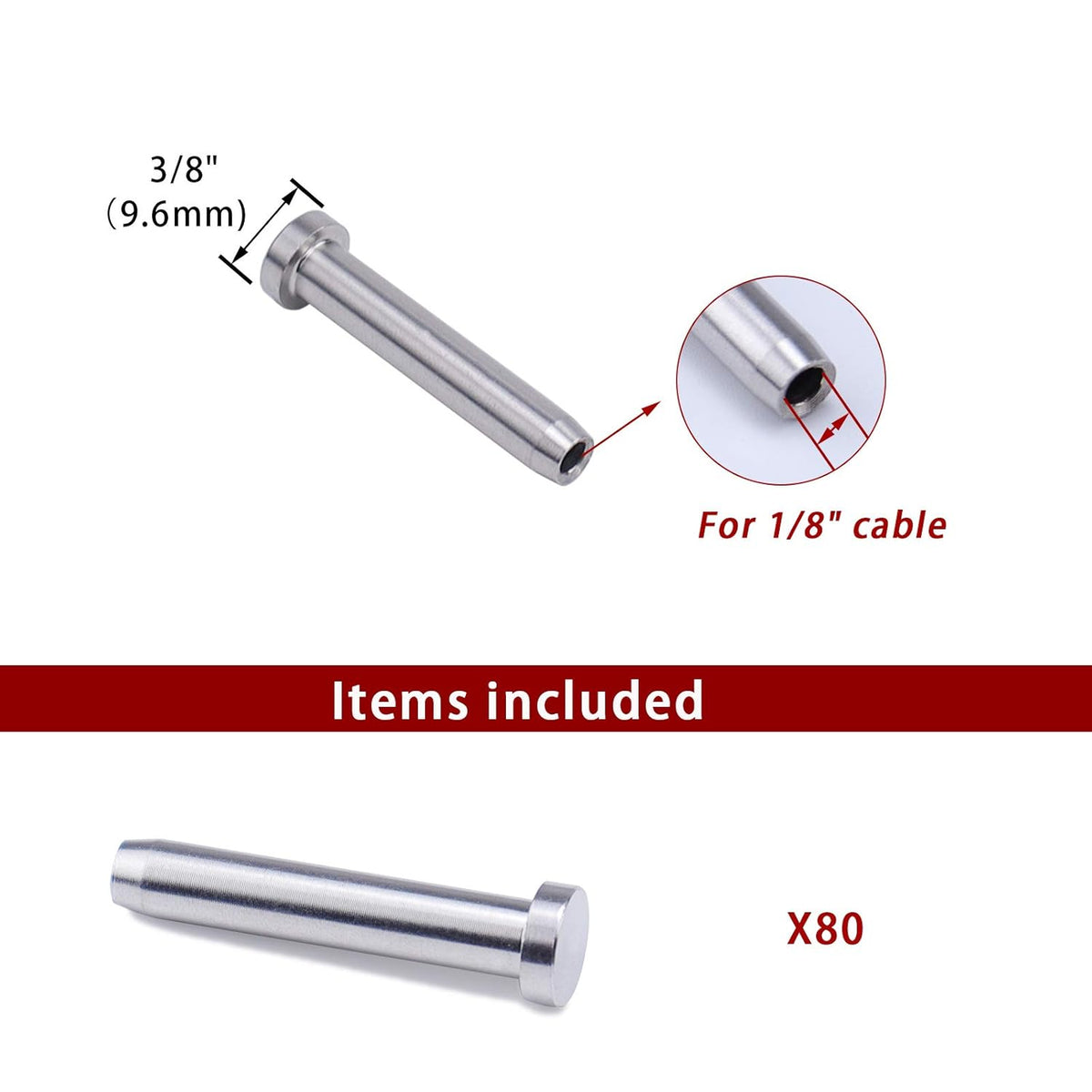 80Pack 1/8 T316 Stainless Steel Cable Railing Kit Hardware Terminal End Fitting D882