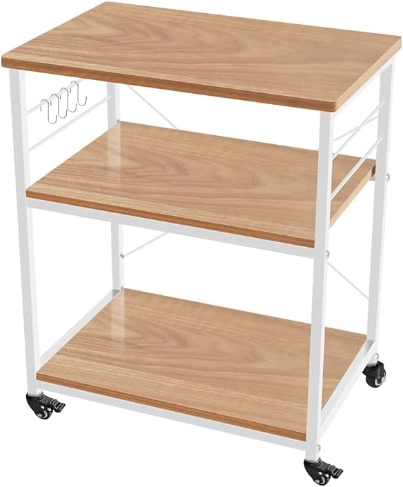 Light walnut 3 Tier Kitchen Cart U743032