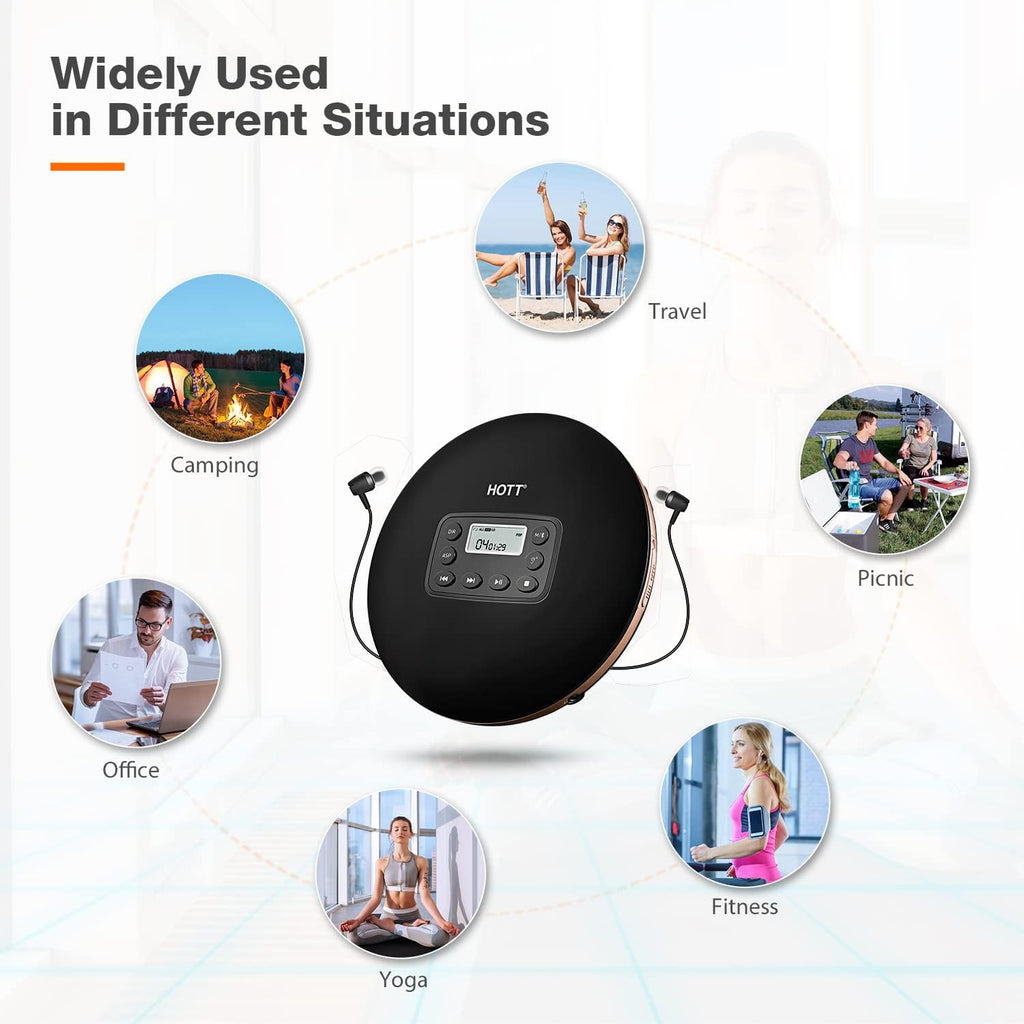 Bluetooth Portable CD Player with Stereo Headphones W673