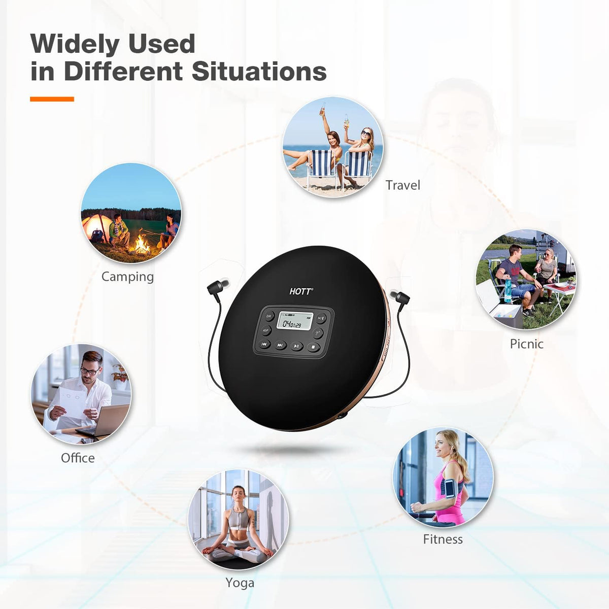 Bluetooth Portable CD Player with Stereo Headphones W673