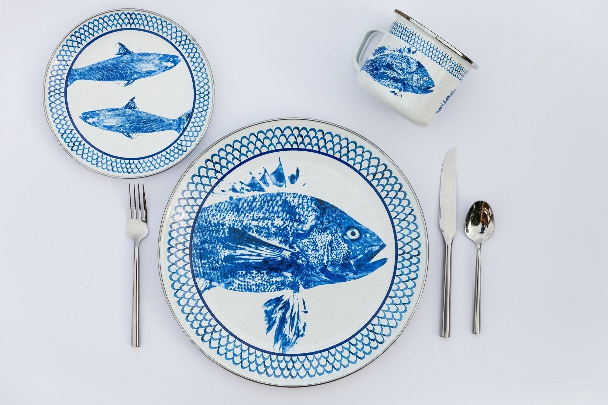 Blue Enamelware Sandwich Plates, Set of 4 P89892
