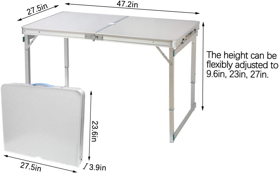 Folding Picnic Table with 4 Seats, Aluminium Alloy Portable Desk Bench B207231
