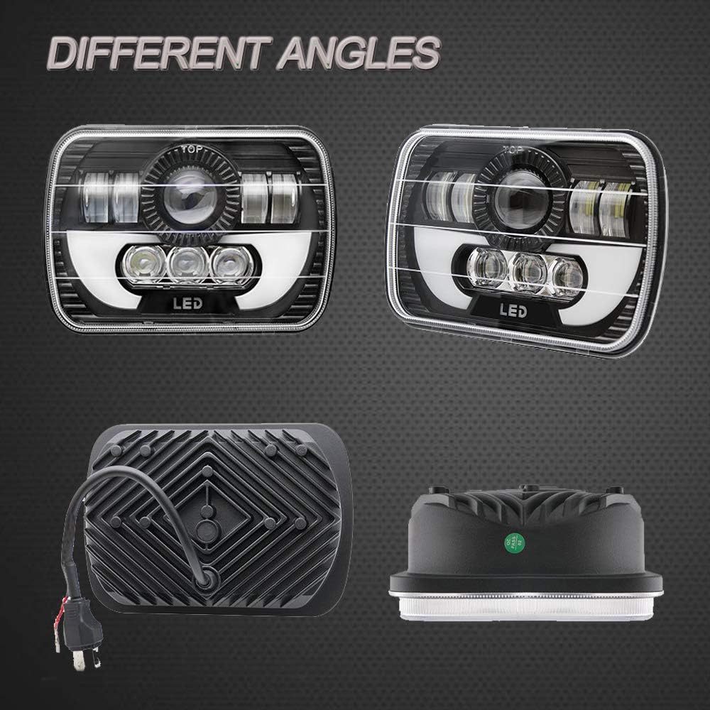 120W Rectangle 7x6 5x7 LED Headlights Sealed Beam H4 Plug L92389