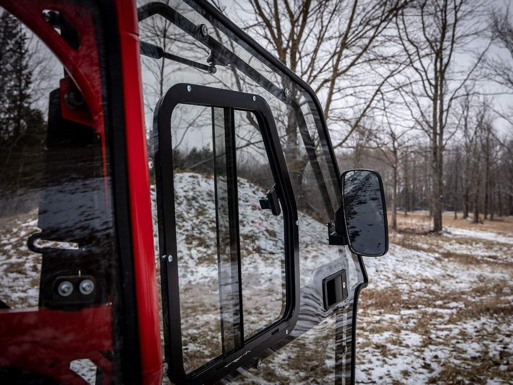 Lightly Tinted Scratch Resistant Polycarbonate Cab Enclosure Doors with Side Mirrors and Sliding Window F845
