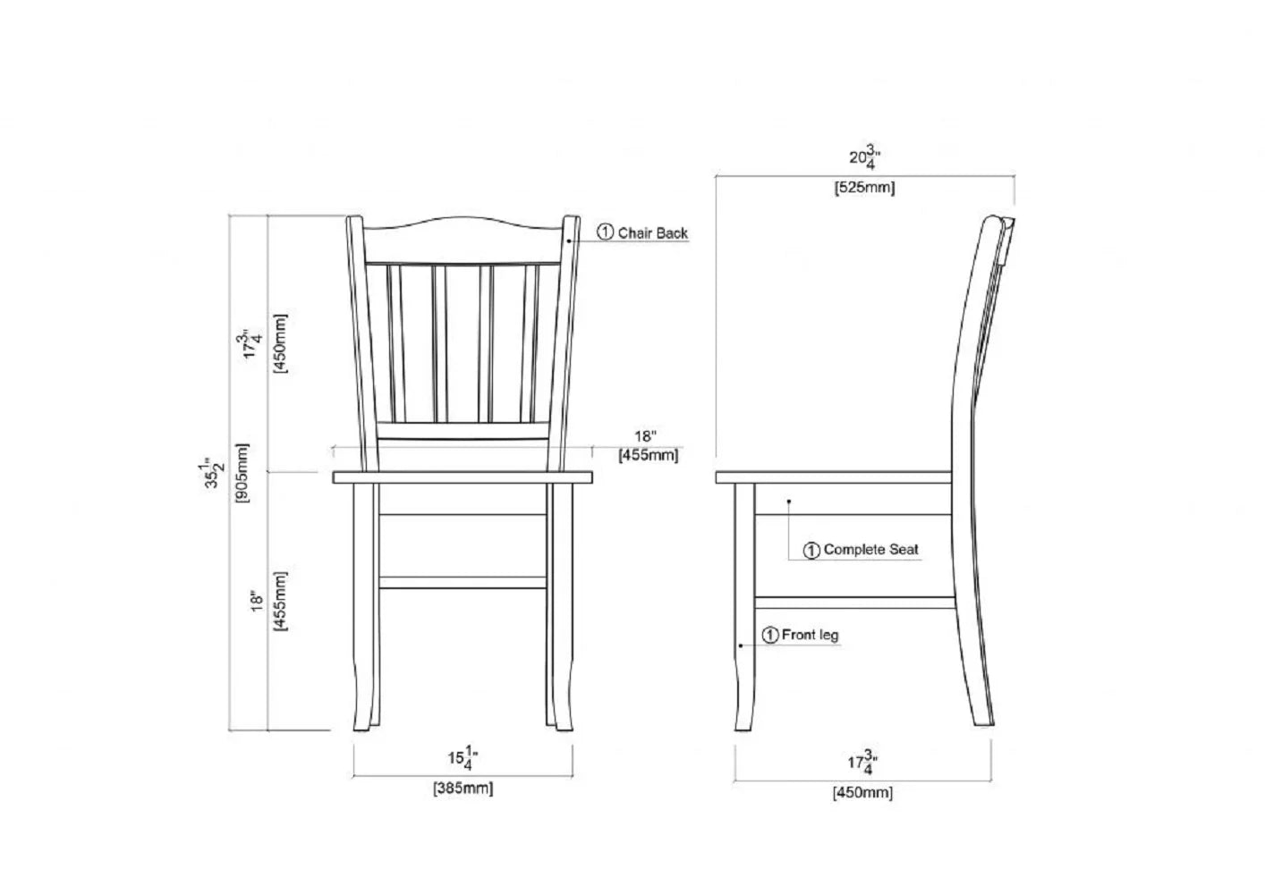 Walnut Wood Dining Side Chairs Set of 2 T930
