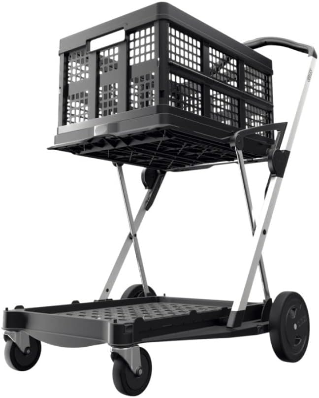Pink Collapsible Shopping Cart with Storage Crate X7719