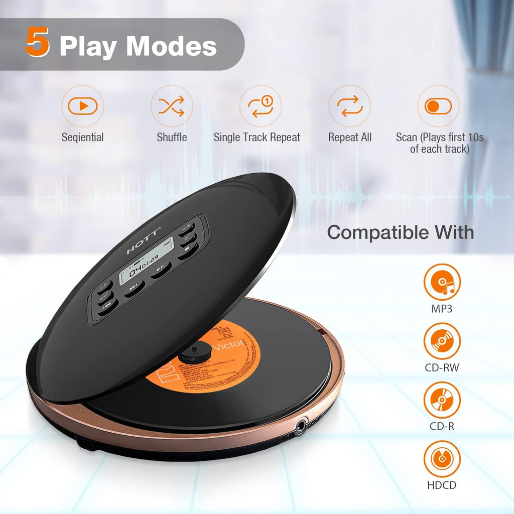 Bluetooth Portable CD Player with Stereo Headphones W673
