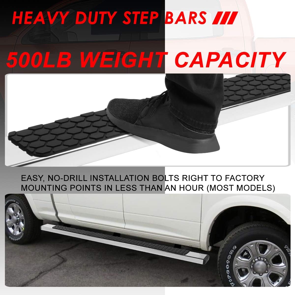 5 Inches Stainless Steel Polished Chrome Step Nerf Bar Running Boards R8844