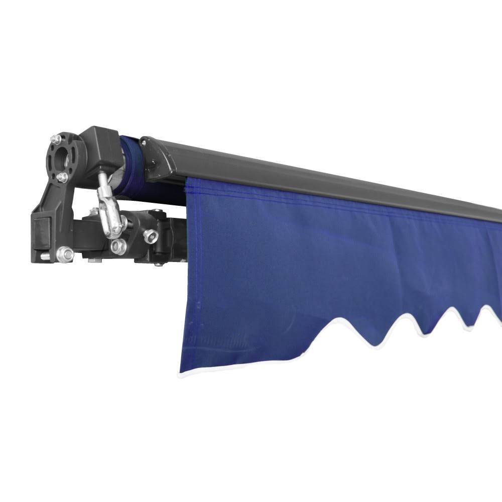 Black Frame Retractable Patio Canopy Awning Blue J1849