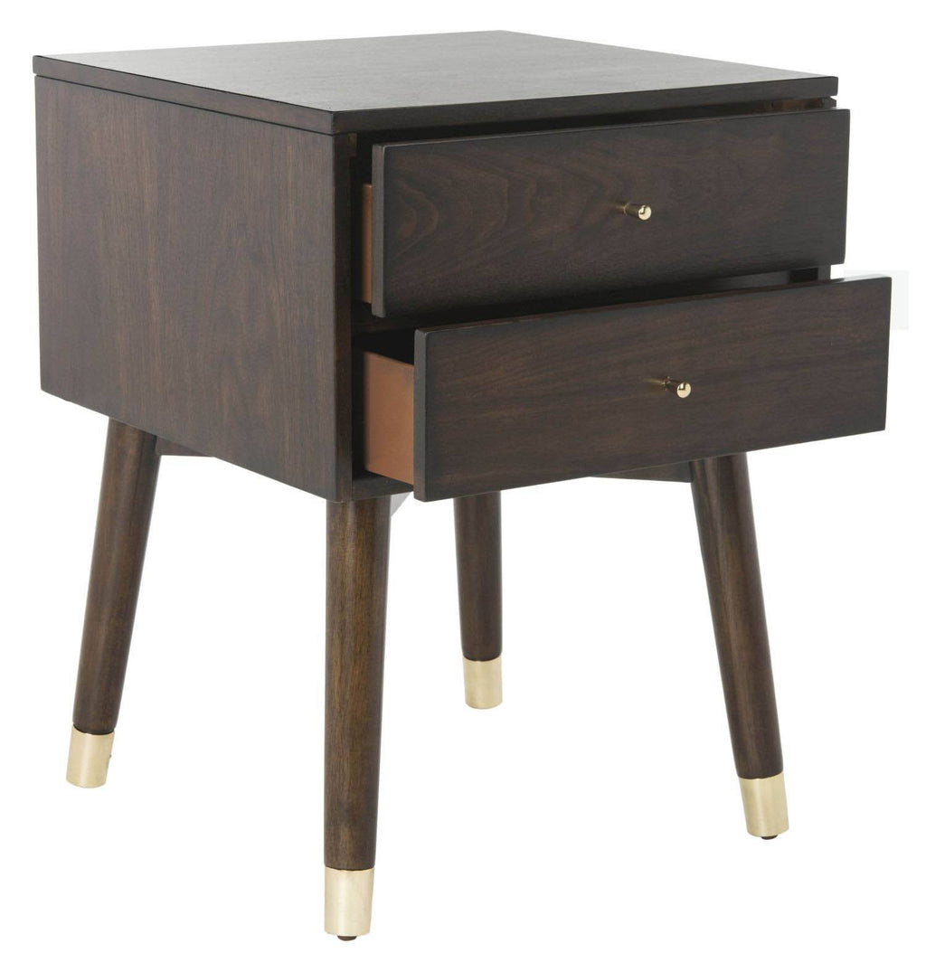 Walnut/Gold Cap Nightstand C256155