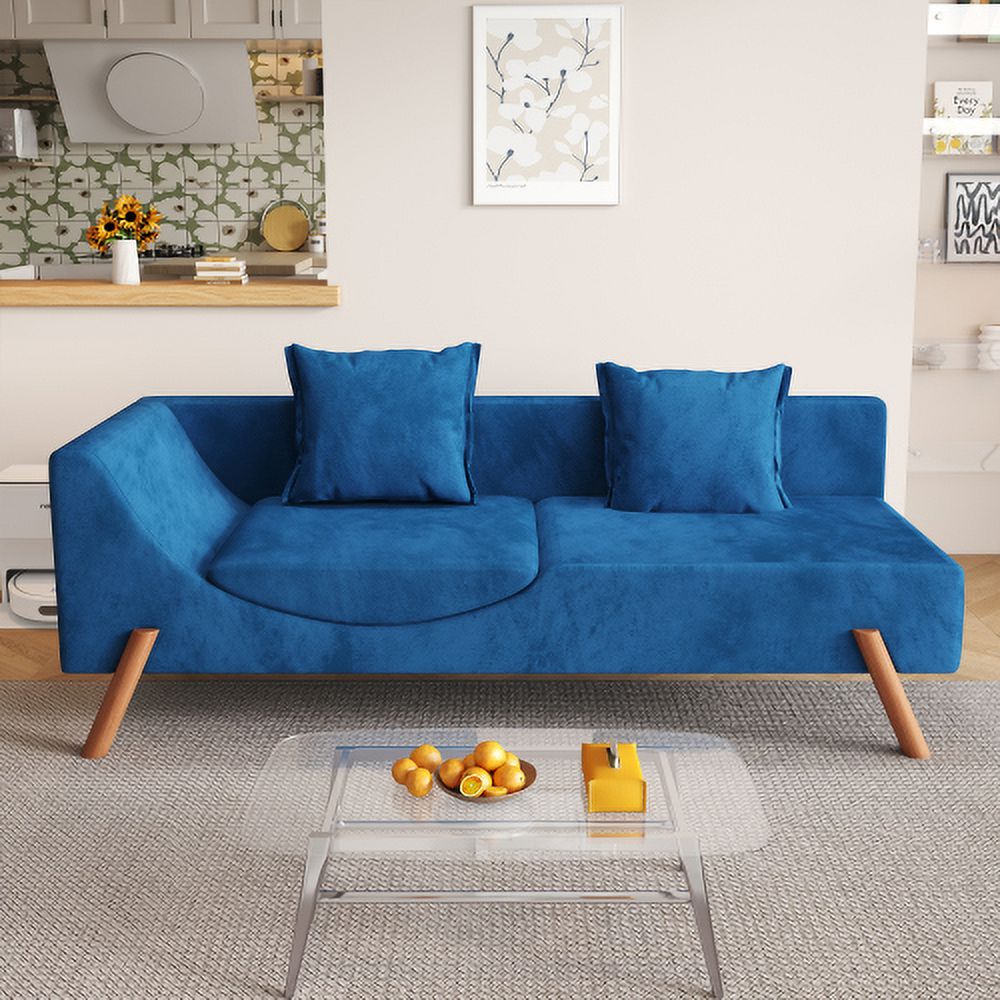 Blue Convertible Sofa Chaise Longue J283