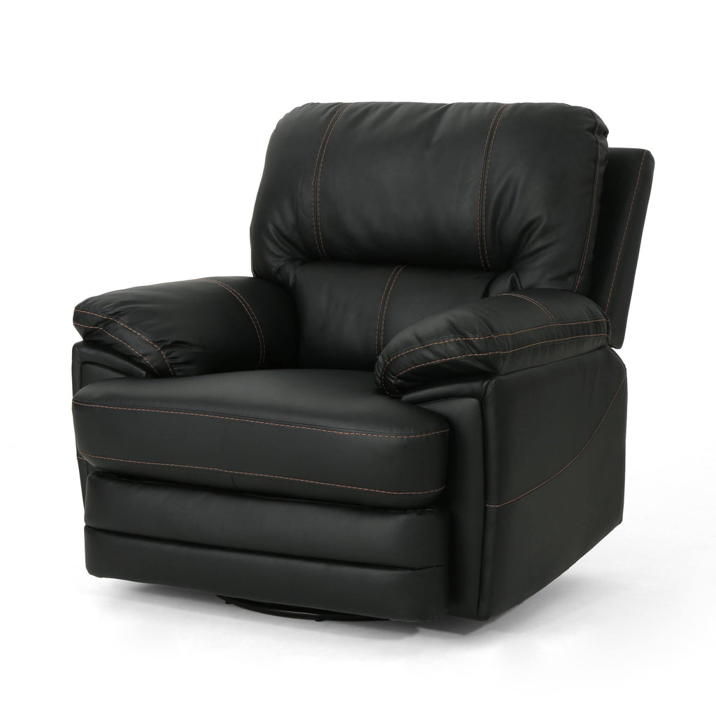 Light Grey Leather Swivel Power Recliner H437226