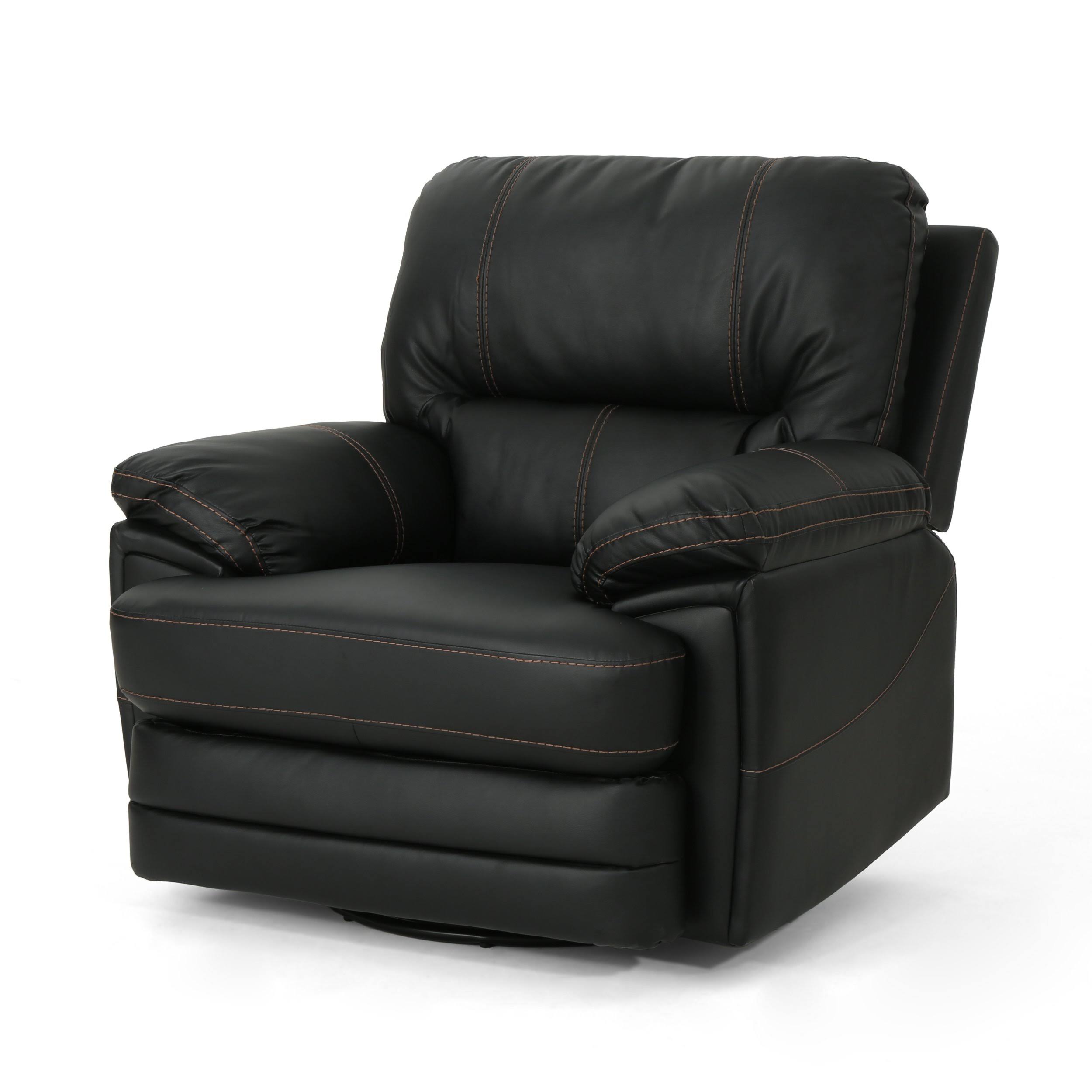 Light Grey Leather Swivel Power Recliner H437226