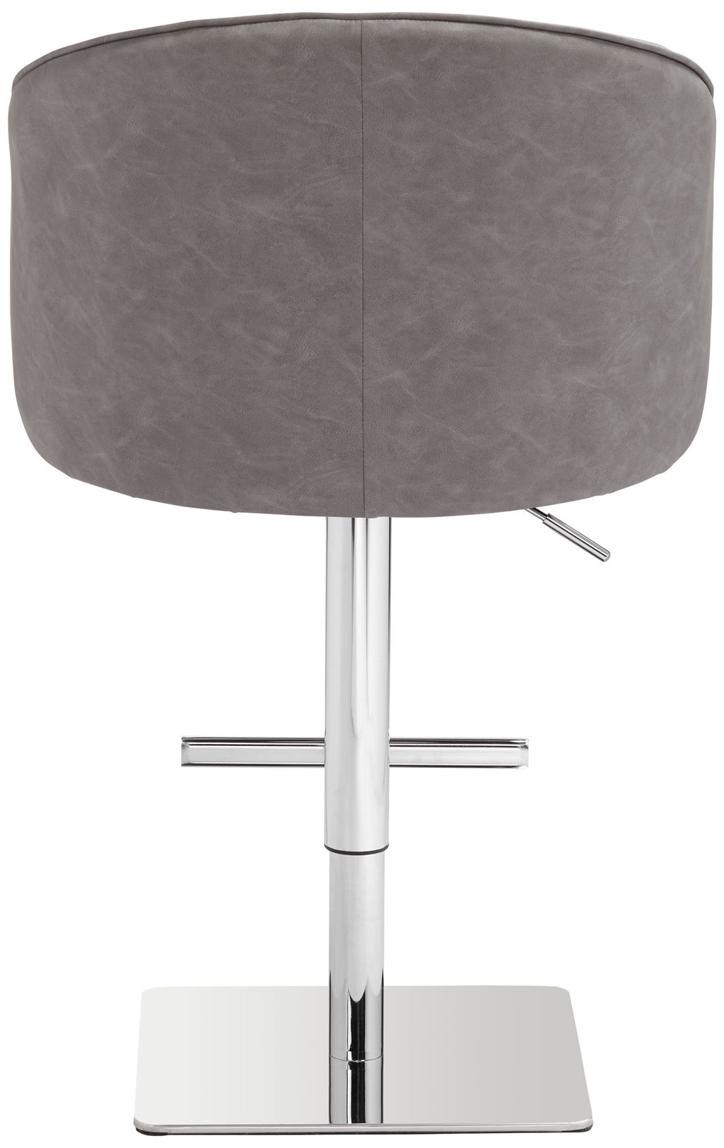 Chrome Swivel Bar Stool 31" High Gray Faux Leather Tufted Cushion with Backrest Footrest Q5224