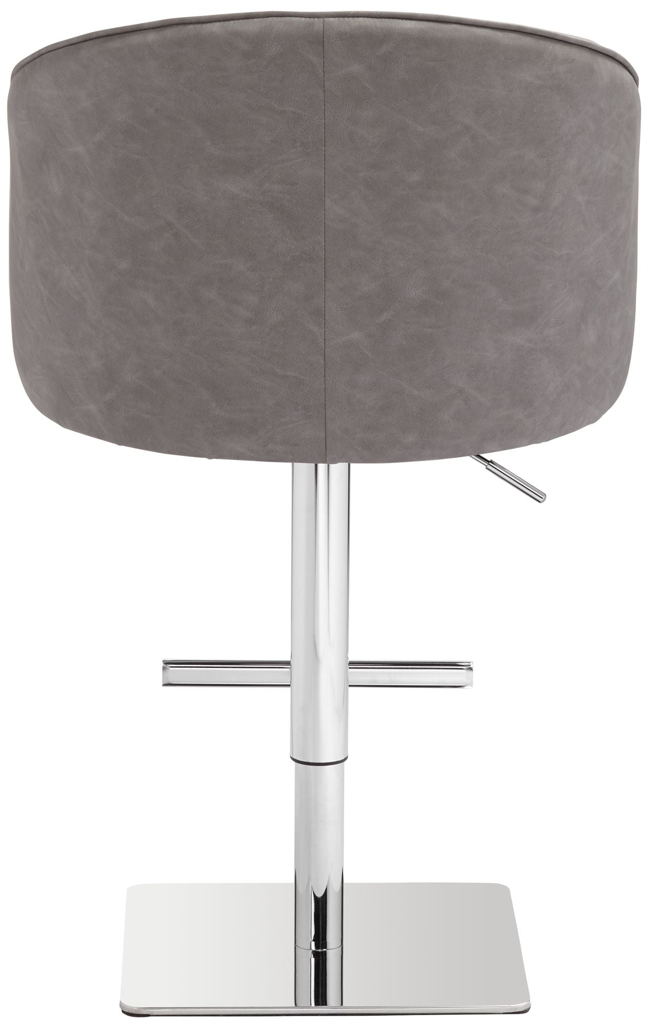 Chrome Swivel Bar Stool 31" High Gray Faux Leather Tufted Cushion with Backrest Footrest Q5224