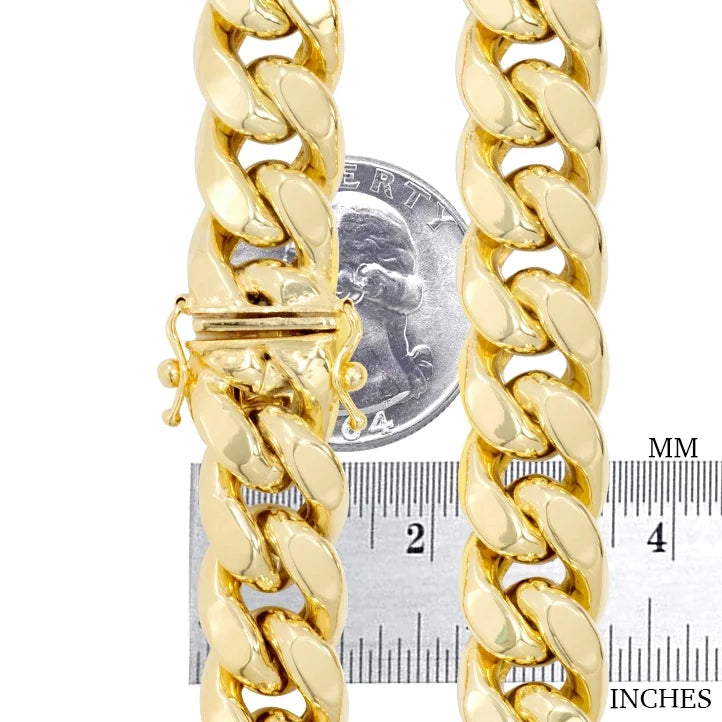 14k Yellow Gold Miami Cuban Link Chain Necklace 20" - 30" W193