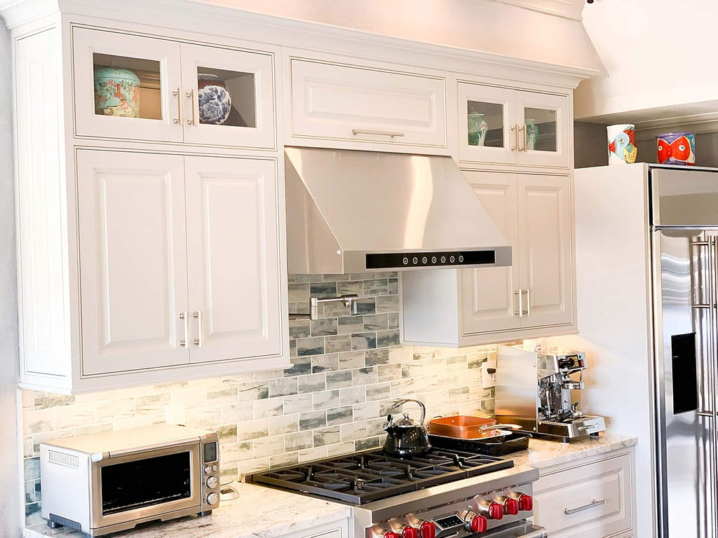 4 Speed Wall/Under Cabinet Range Hood, 1000 Max CFM, Stainless Baffle Filters, 30 36 42 48 Inch R926510