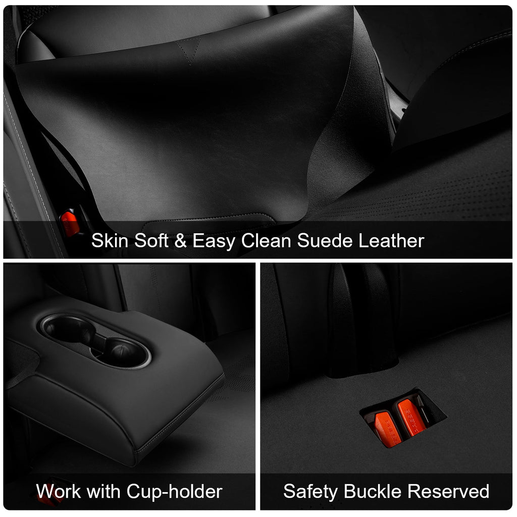 Black Suede Leather Seat Cover Cushions for Tesla Model 3 G409