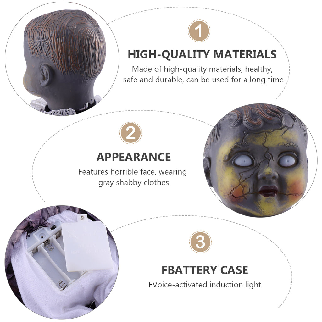 Halloween Scary Dolls, 1 PC Voice-activated Induction Glowing Walking Doll W665