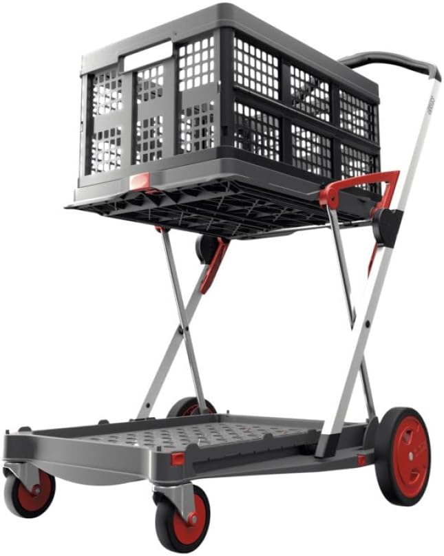 Pink Collapsible Shopping Cart with Storage Crate X7719