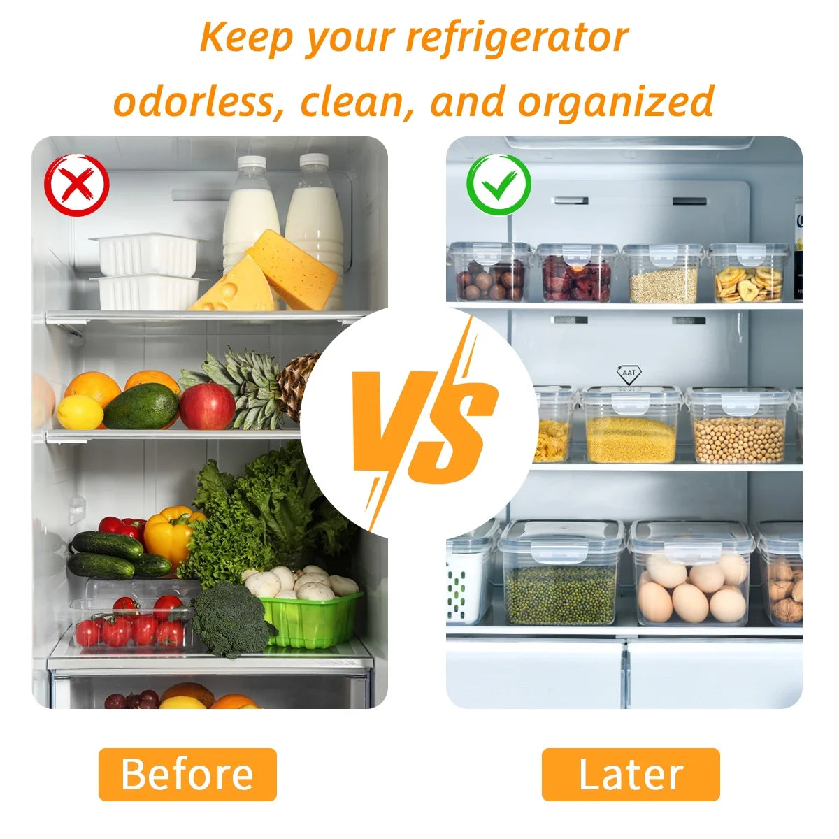 3 Pack Refrigerator Organizer Food Containers with Lids and Drain Colanders H169