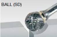 Tungsten Carbide Ball Burs, 1/4x22 Shank Diameter, 3/8x22 Diameter x 5/16x22 Length, SD-3 USCTI Type I1458