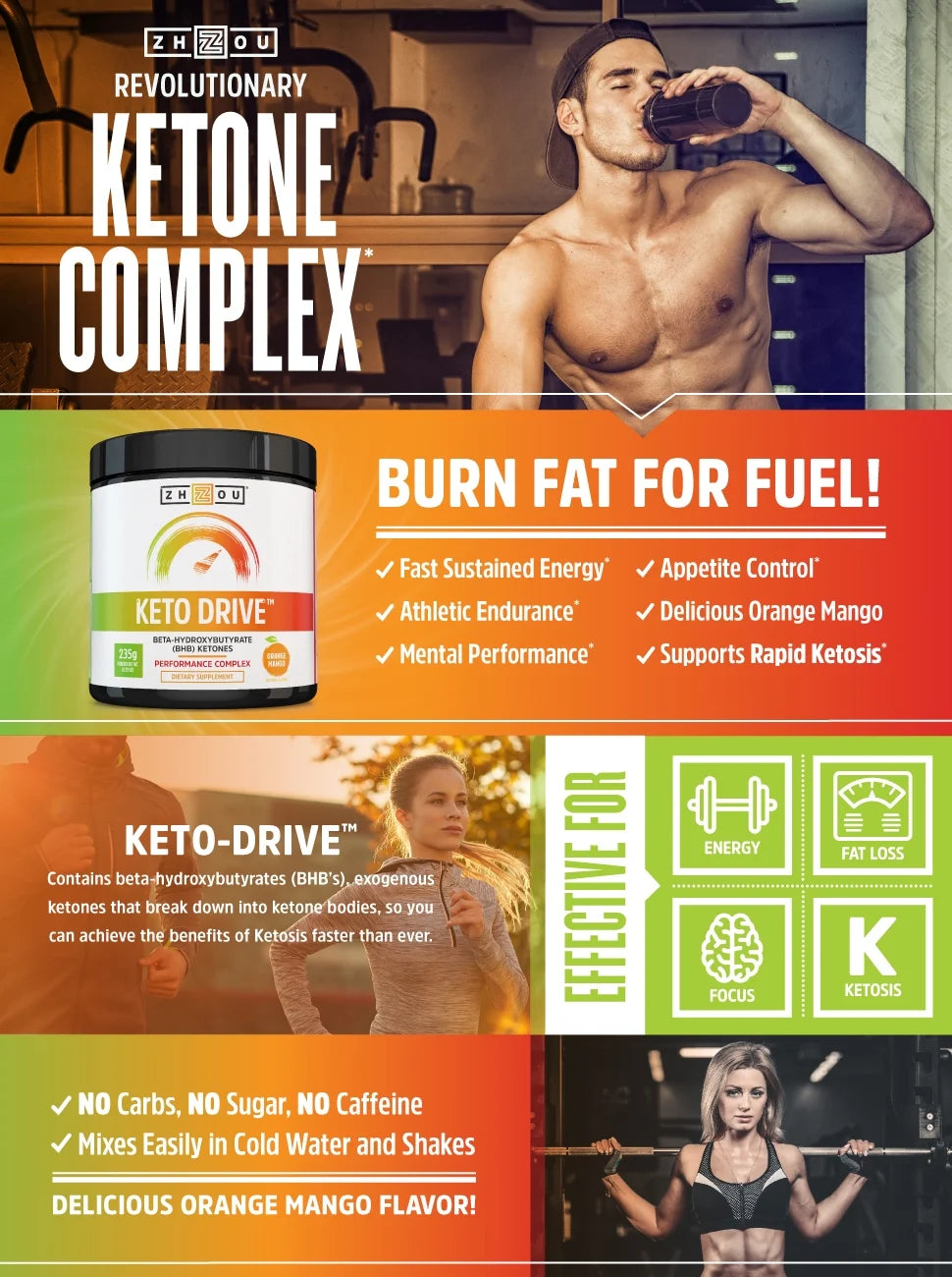 BHB Salts Orange Mango 16 Servings Ketone Complex M936