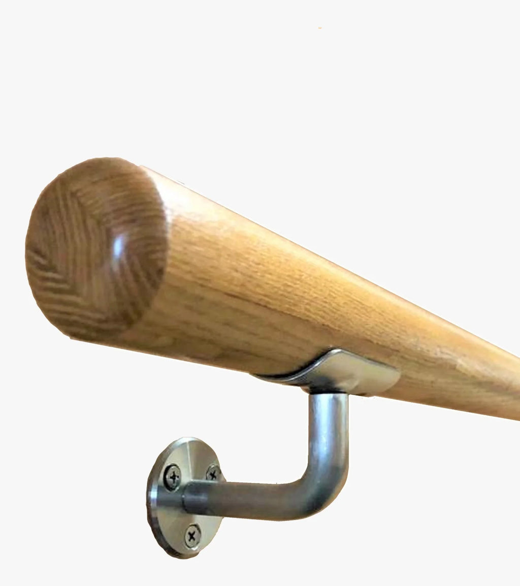 Solid Wood Wall Handrail 3 FT Long 2.0" Diameter Round Silver W17728