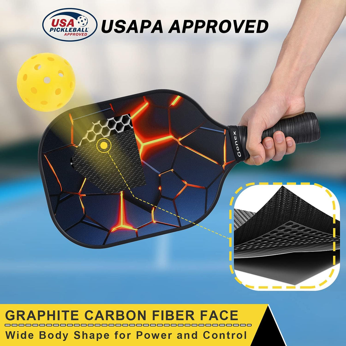 Graphite Pickleball Paddles Set of 2 with 4 Balls and Carry Bag G820994