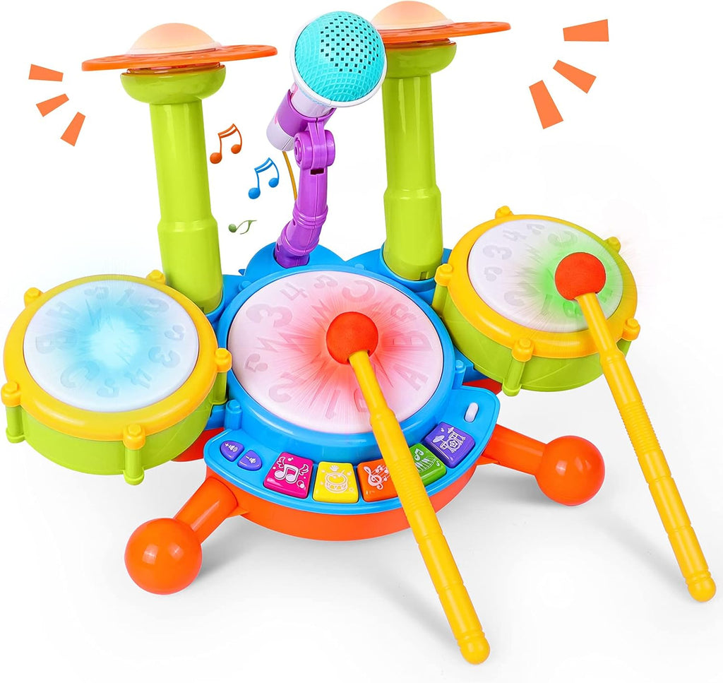 5 in 1 Toddler Drum & Piano Set with Microphone & Lights K1075