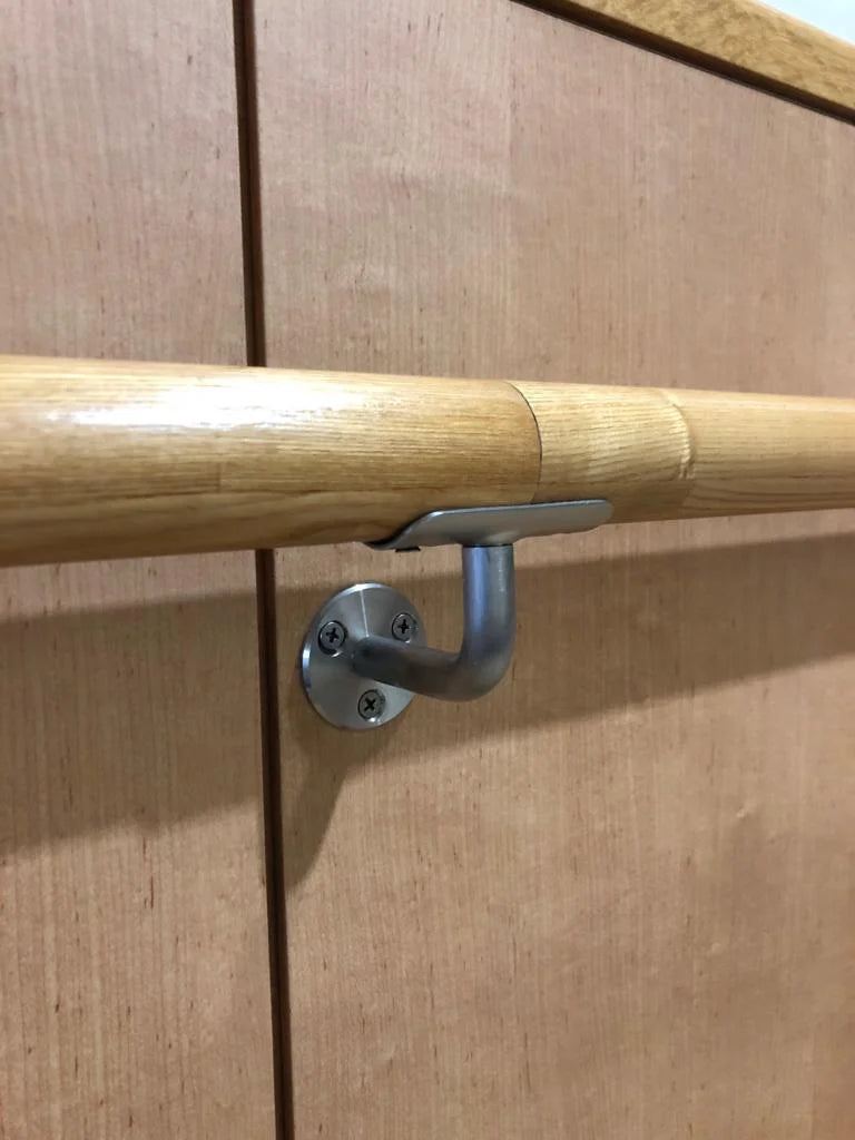 Solid Wood Wall Handrail 3 FT Long 2.0" Diameter Round Silver W17728