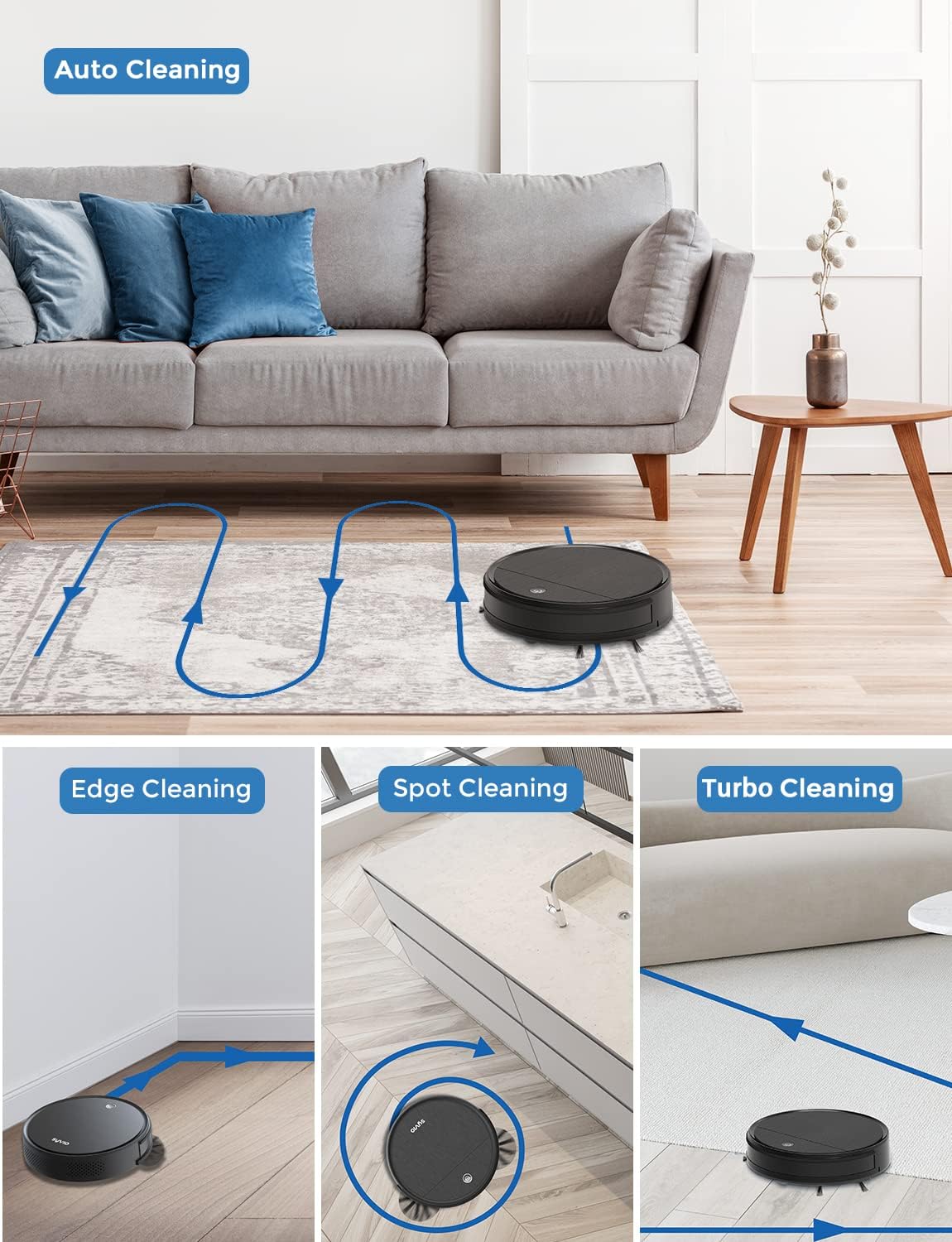 2500Pa Robot Vacuum Cleaner with Self-Charge, 150min Runtime I376