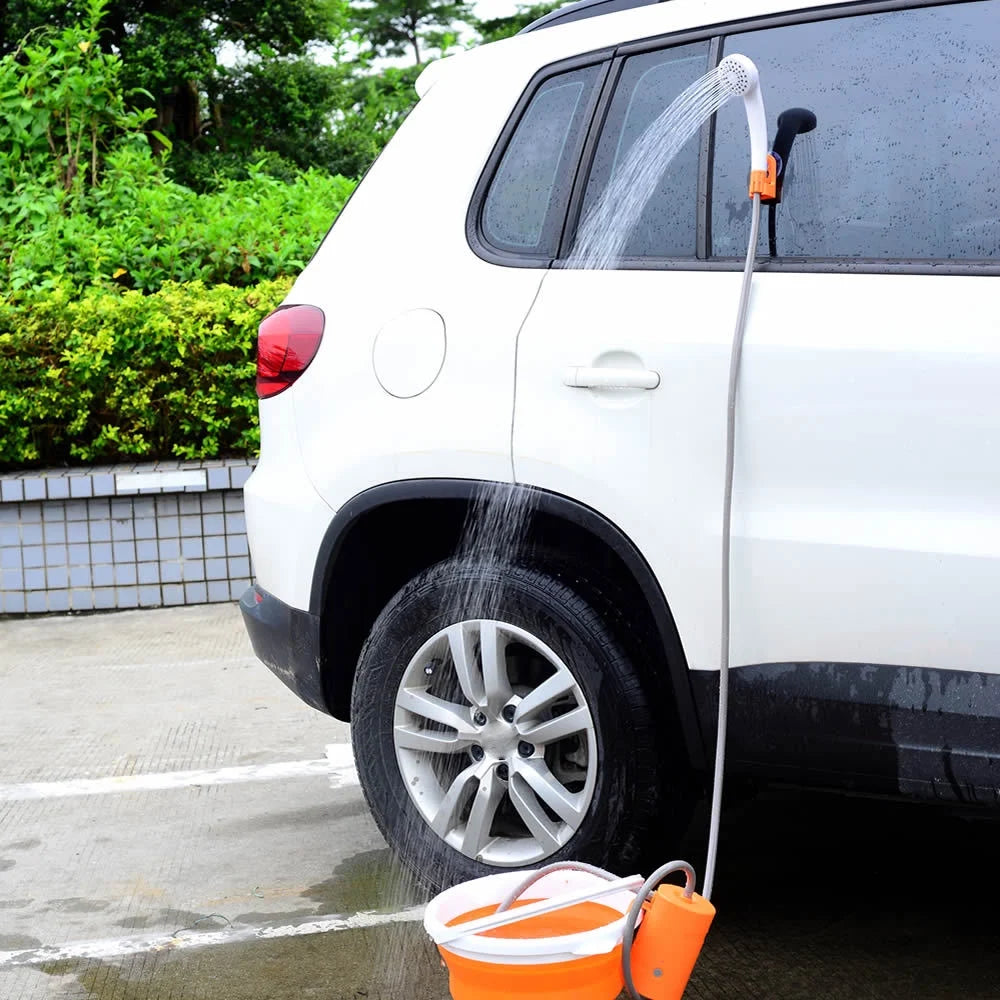Folding Bucket Camping Shower with Rechargeable Pump J65668