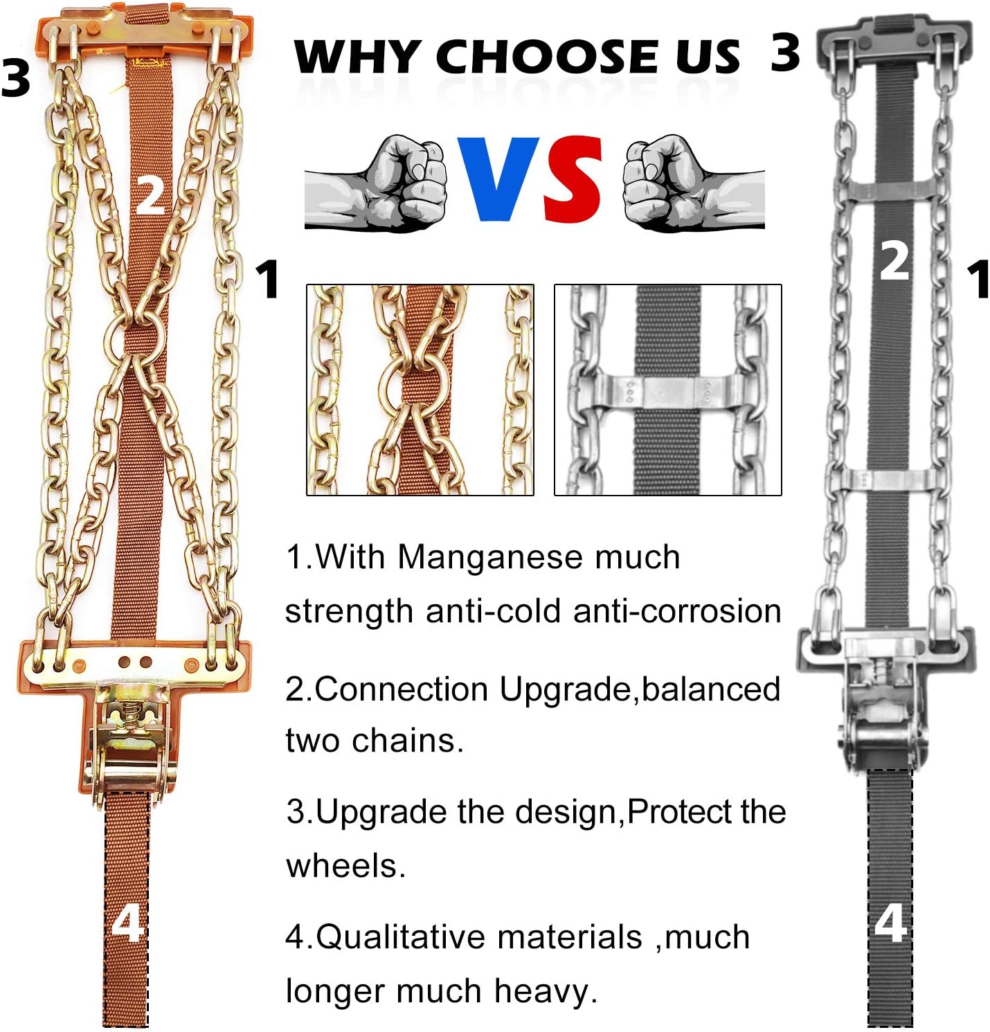 12 pcs Tire Chains for Cars with Adjustable Lock Z349