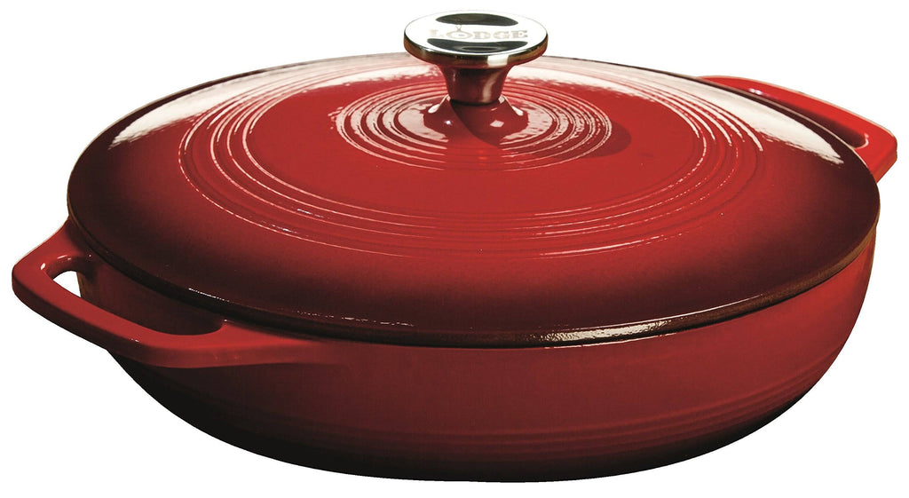 Enameled Cast Iron Covered Casserole 3-Quart Red K5641