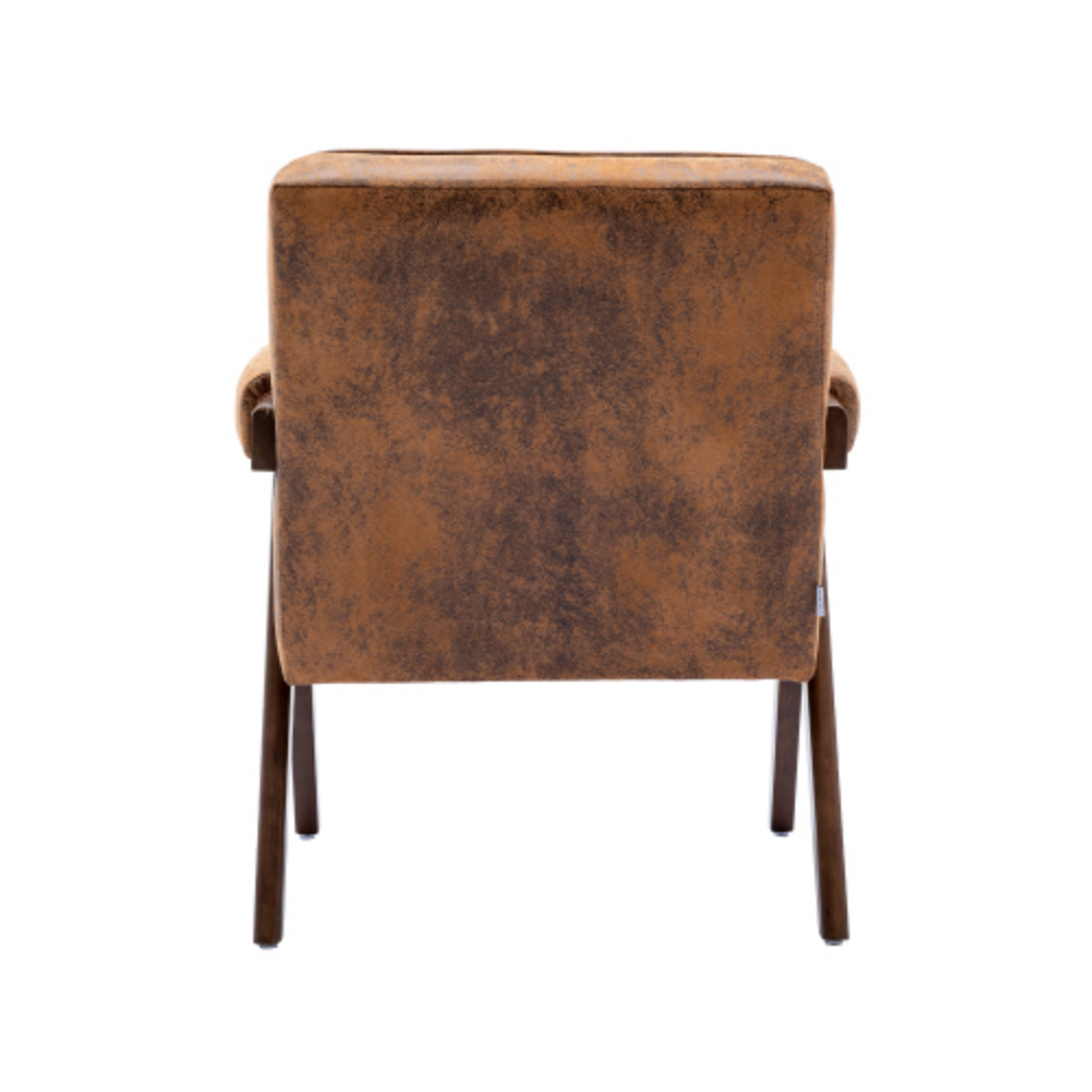 Mid-Century Modern Accent Chair with Solid Wood Armrest and Feet L205