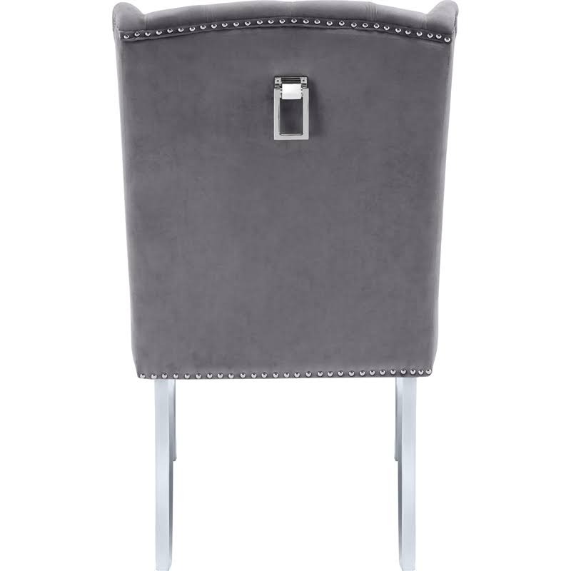 Grey Velvet Chrome Dining Chair (Set of 2) B2608