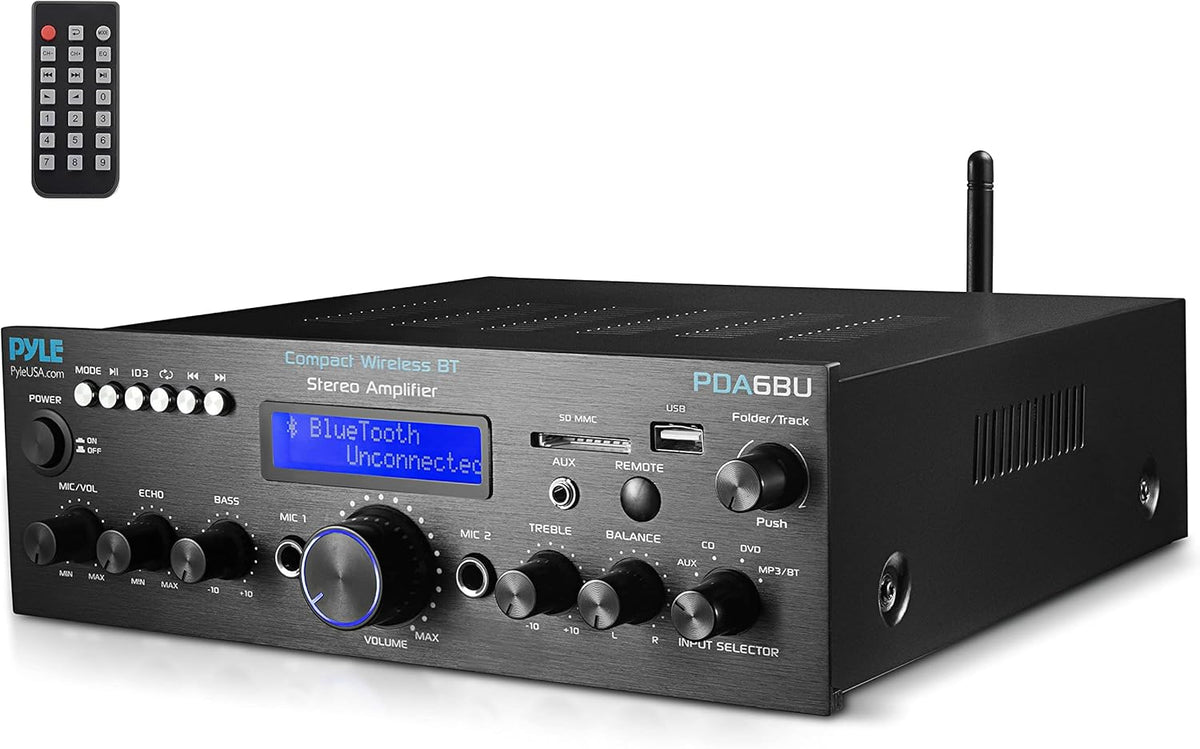 200W Dual Channel Bluetooth Power Amplifier Receiver with USB, SD, AUX, MIC, Radio, LCD Q2781