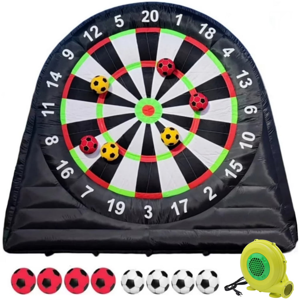10FT Tall Giant Inflatable Soccer Dart Board with 450w Blower, 8 Soccer Balls Y975
