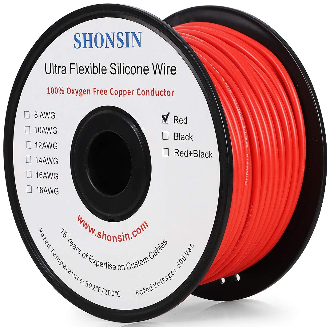 16 AWG Silicone Wire 200FT Red Spool, 100% Copper, 20 Amp 600V, Pack of 2 R729