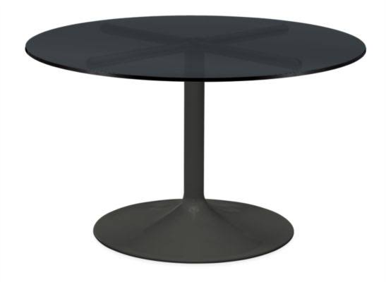 Smoke Tempered Glass Round Table with Graphite Base C580552