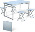 Folding Picnic Table with 4 Seats, Aluminium Alloy Portable Desk Bench B207231