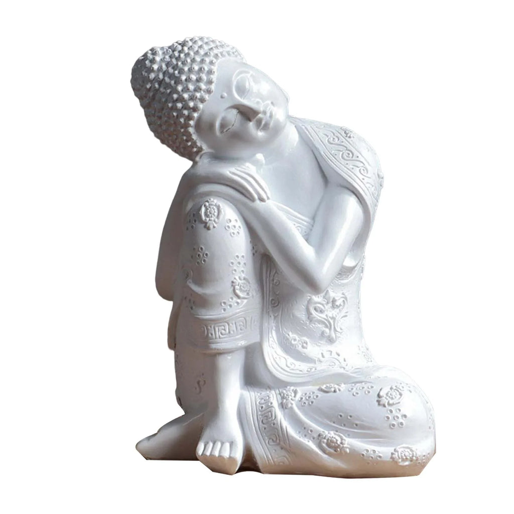 White 23cm Resin Sleeping Buddha Statue Sculpture A646