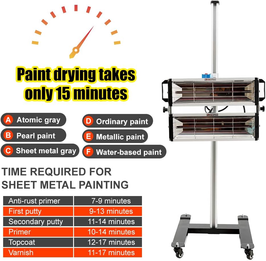 2000W Infrared Paint Curing Lamp with Stand 110V Z8161