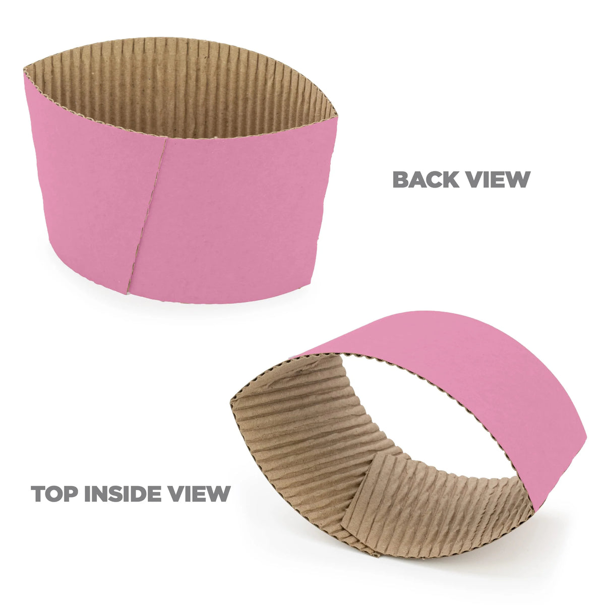 Pink Disposable Corrugated Cardboard Coffee Cup Sleeves, 500 Pack J900