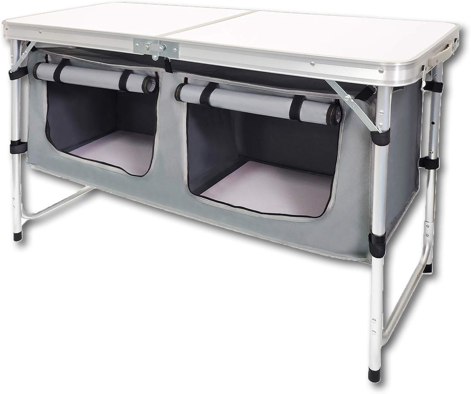 Black Folding Table with 3 Adjustable Height Legs Y8628