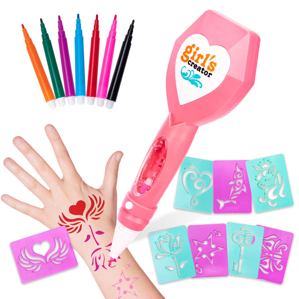 Temporary Tattoos Art Kit with Tattoo Pen for Kid Girl E55924