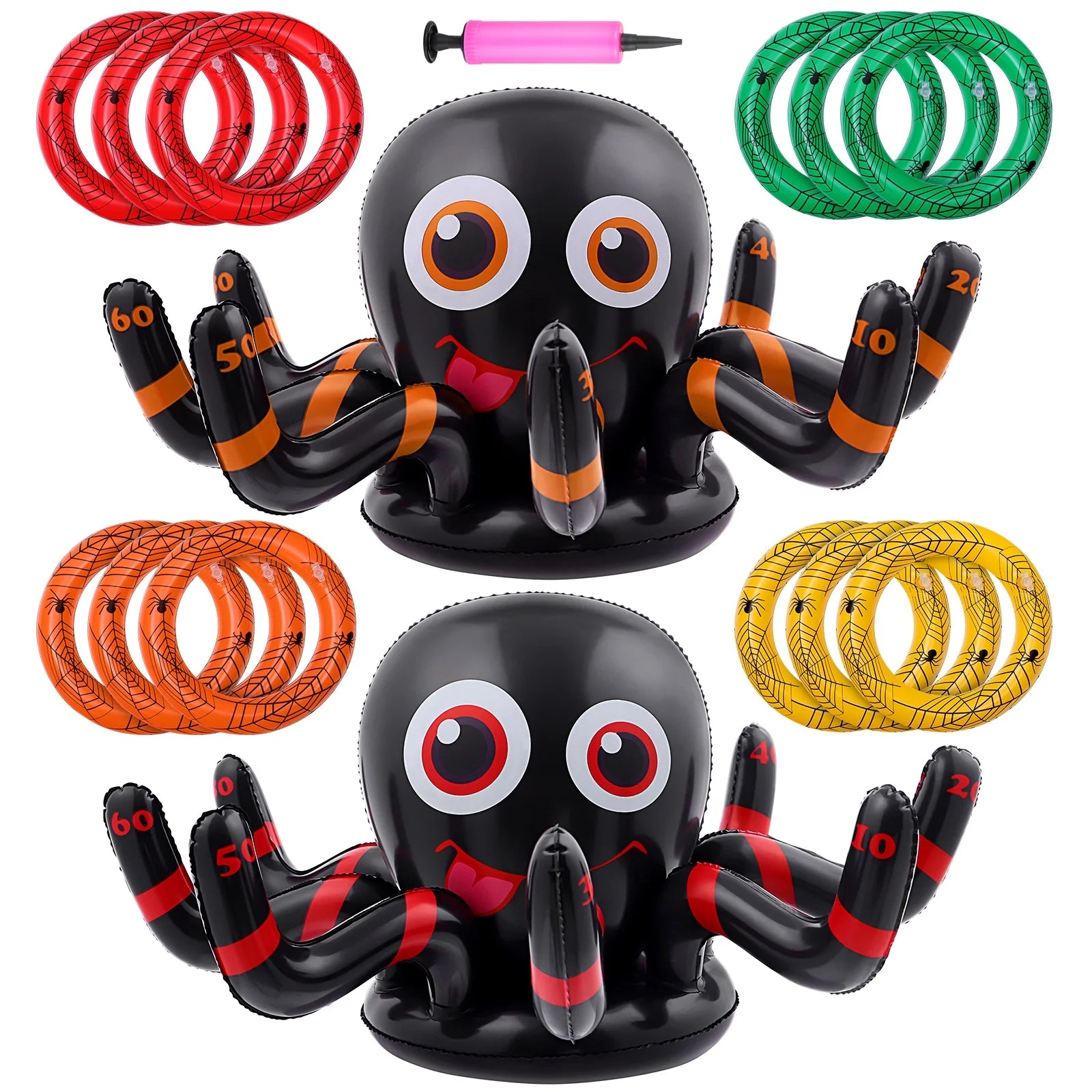 Inflatable Halloween Spider Ring Toss Game with Inflatable Rings Air Pump M47183