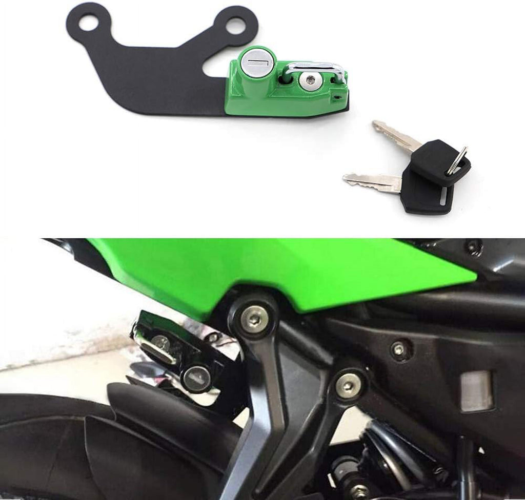 Motorcycle Helmet Lock Anti-theft Security Lock for Kawasaki Z 650 Ninja 650 2017-2020 Green M57556